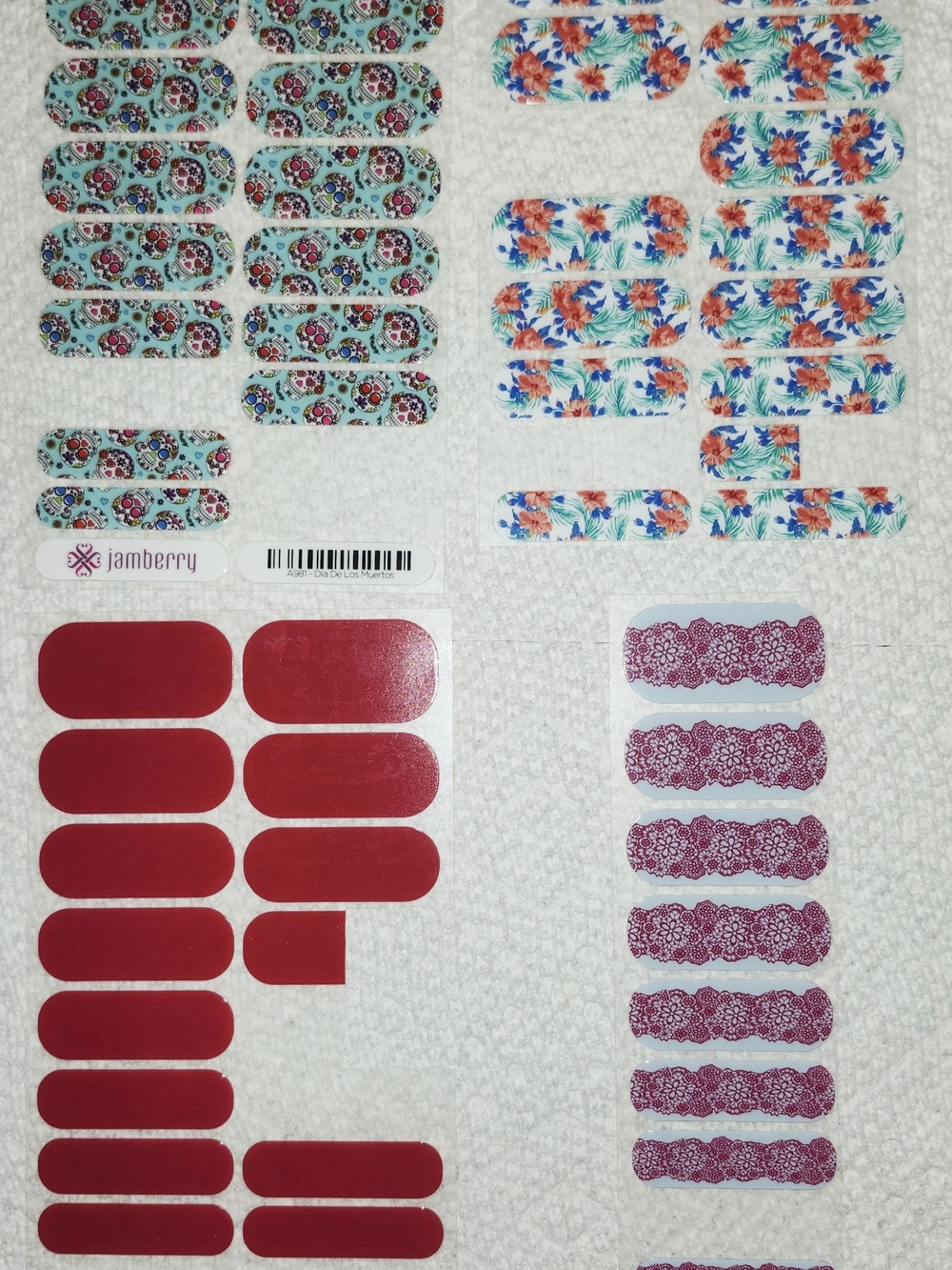 Jamberry Mixed Patterns & Solid Red Nail Wraps